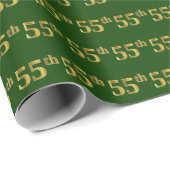 Green, Faux Gold 55th (55th) Event Cadeaupapier (Rol Hoek)