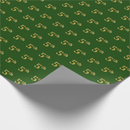Green, Faux Gold 5th (vijfde) event Cadeaupapier