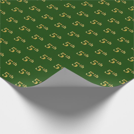 Green, Faux Gold 5th (vijfde) event Cadeaupapier (Hoek)