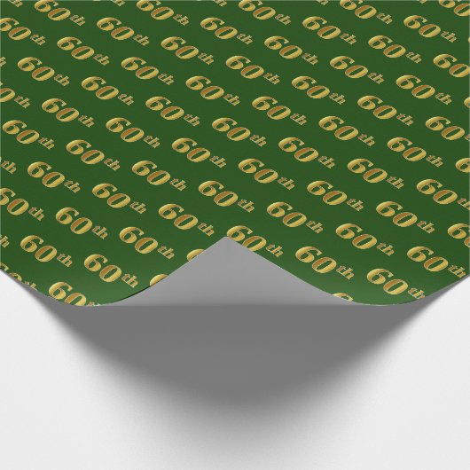 Green, Faux Gold 60th (Zestigste) Event Cadeaupapier (Hoek)