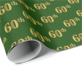 Green, Faux Gold 60th (Zestigste) Event Cadeaupapier (Rol Hoek)