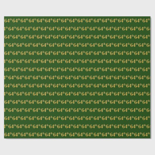 Green, Faux Gold 64th (64ste) event Cadeaupapier (Vlak)