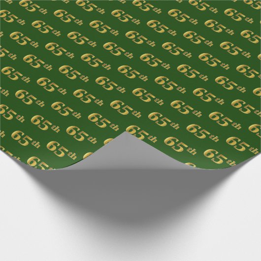 Green, Faux Gold 65th (65th) Event Cadeaupapier (Hoek)