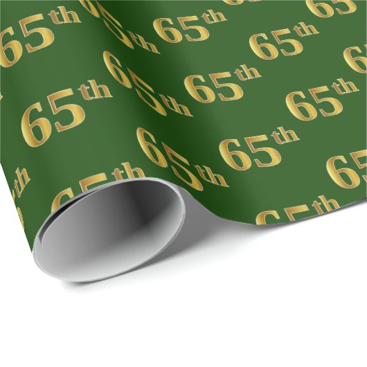Green, Faux Gold 65th (65th) Event Cadeaupapier (Rol Hoek)