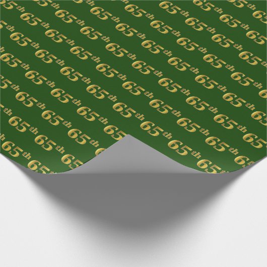 Green, Faux Gold 65th (65th) Event Cadeaupapier (Hoek)