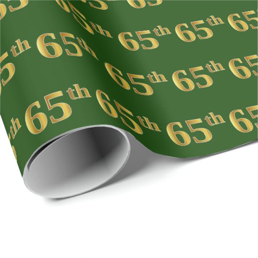 Green, Faux Gold 65th (65th) Event Cadeaupapier (Rol Hoek)