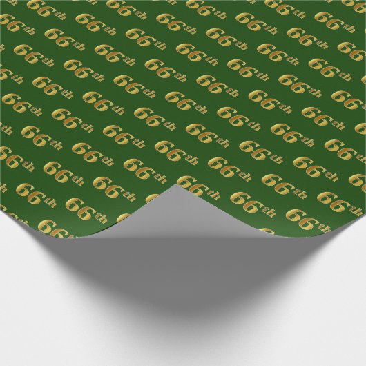 Green, Faux Gold 66th (66th) Event Cadeaupapier (Hoek)