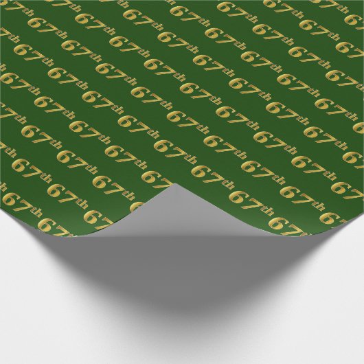 Green, Faux Gold 67th (67th) Event Cadeaupapier (Hoek)