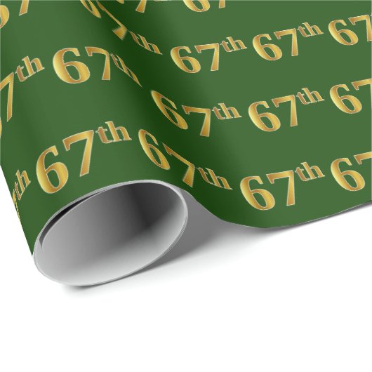 Green, Faux Gold 67th (67th) Event Cadeaupapier (Rol Hoek)