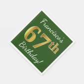 Green, Faux Gold 67th Birthday + aangepaste naam Servetten (Hoek)