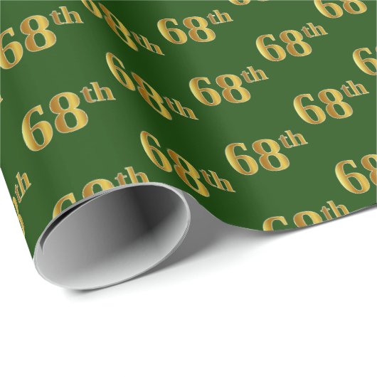 Green, Faux Gold 68th (68ste) event Cadeaupapier (Rol Hoek)