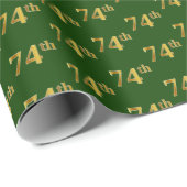 Green, Faux Gold 74th (74e) event Cadeaupapier (Rol Hoek)