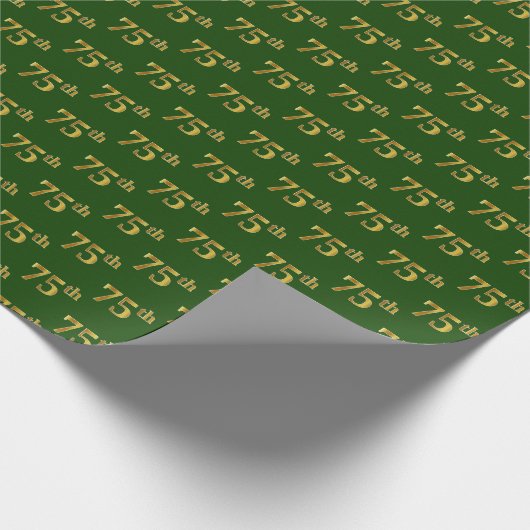 Green, Faux Gold 75th (75e) event Cadeaupapier (Hoek)
