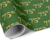 Green, Faux Gold 75th (75e) event Cadeaupapier (Rol Hoek)