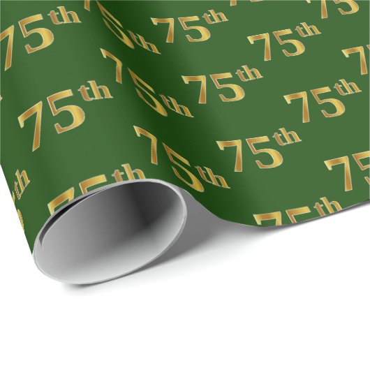 Green, Faux Gold 75th (75e) event Cadeaupapier (Rol Hoek)