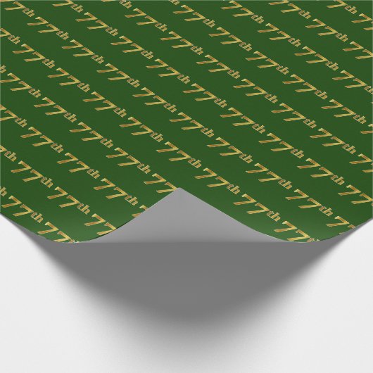 Green, Faux Gold 77th (77e) Event Cadeaupapier (Hoek)
