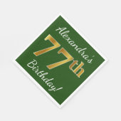 Green, Faux Gold 77th Birthday + aangepaste naam Servetten (Hoek)