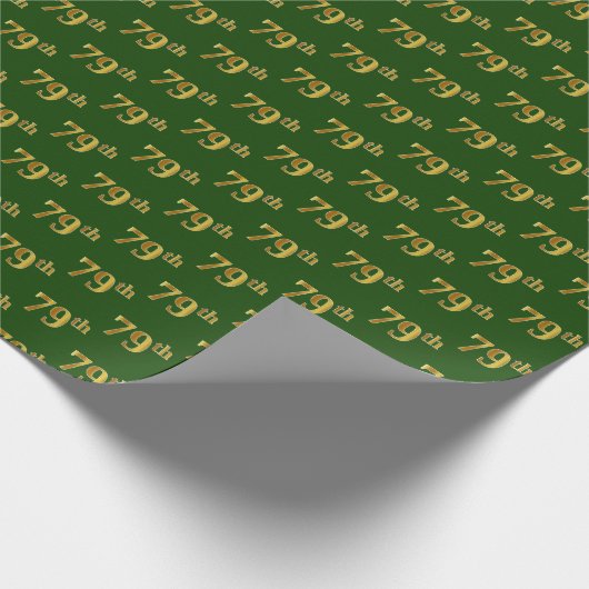 Green, Faux Gold 79th (79th) Event Cadeaupapier (Hoek)