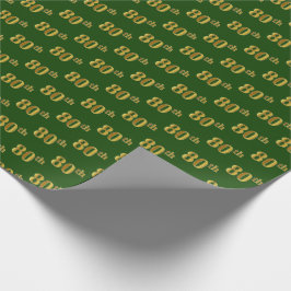 Green, Faux Gold 80th (Achtste eeuw) Event Cadeaupapier