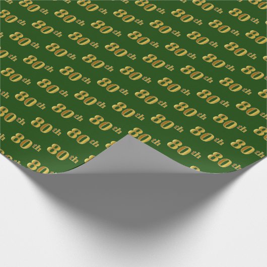 Green, Faux Gold 80th (Achtste eeuw) Event Cadeaupapier (Hoek)