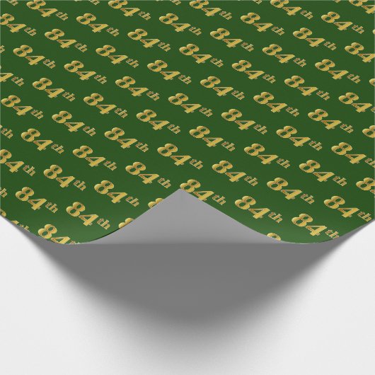 Green, Faux Gold 84th (84ste) event Cadeaupapier (Hoek)