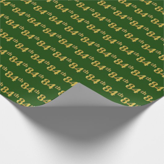 Green, Faux Gold 84th (84ste) event Cadeaupapier (Hoek)
