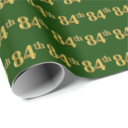 Green, Faux Gold 84th (84ste) event Cadeaupapier (Rol Hoek)