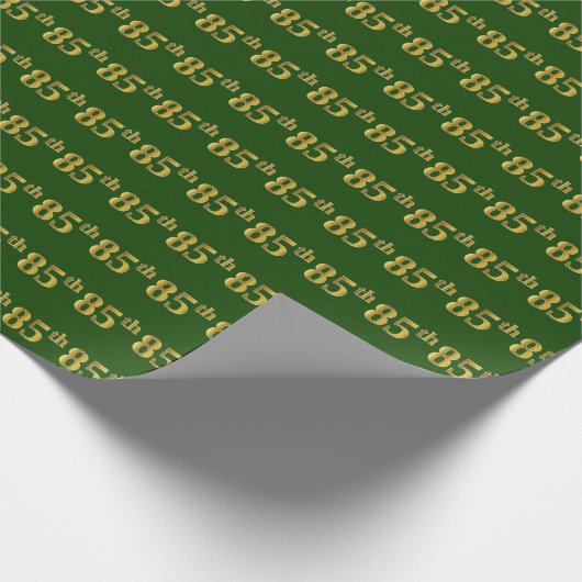 Green, Faux Gold 85th (85th) Event Cadeaupapier (Hoek)