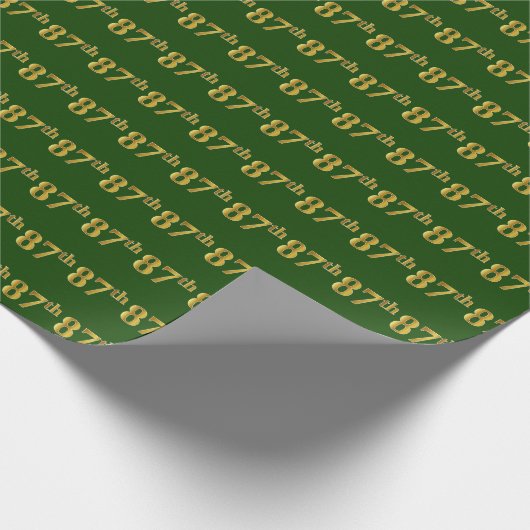 Green, Faux Gold 87th (87th) Event Cadeaupapier (Hoek)