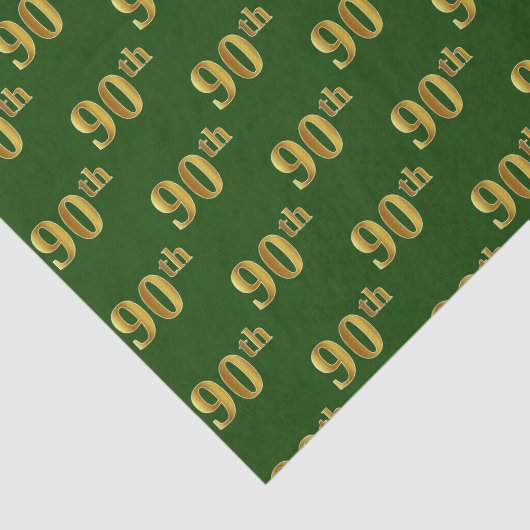 Green, Faux Gold 90th (Ninetieth) Event Tissuepapier (Detail)