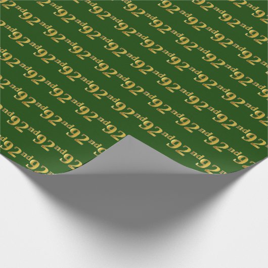 Green, Faux Gold 92nd (negenennegentig) Event Cadeaupapier (Hoek)