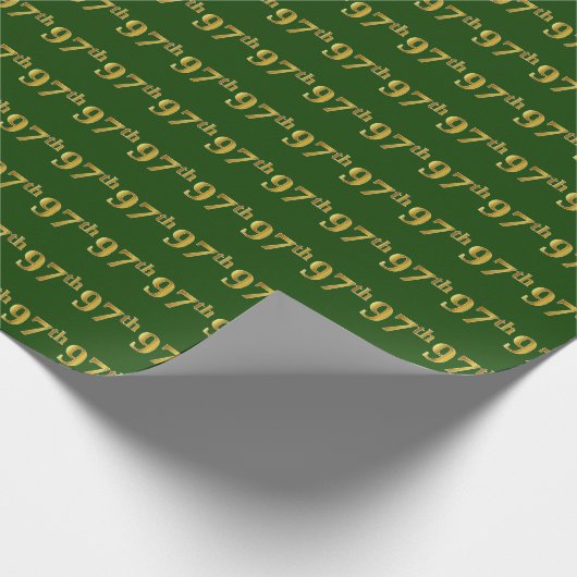 Green, Faux Gold 97th (97th) Event Cadeaupapier (Hoek)