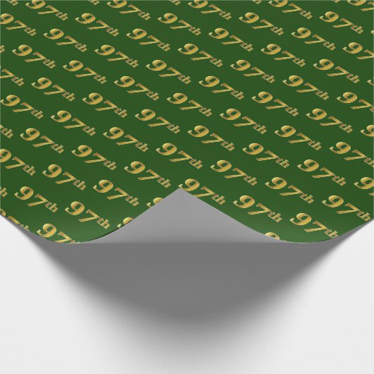 Green, Faux Gold 97th (97th) Event Cadeaupapier (Hoek)