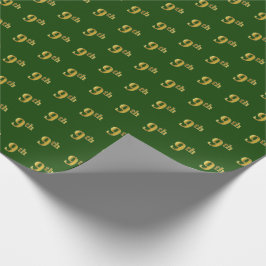 Green, Faux Gold 9th (negende) event Cadeaupapier