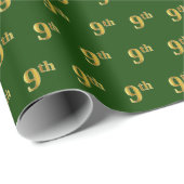 Green, Faux Gold 9th (negende) event Cadeaupapier (Rol Hoek)