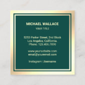 Green Faux Gold Foil Headphones Music DJ Vierkante Visitekaartje (Achterkant)