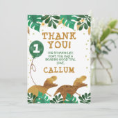Green Faux Gold Folie Dinosaur Dank u kaart (Staand voorkant)