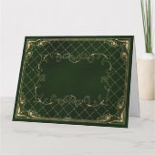 Green Faux Gold Ornate Border Merry Christmas Kaart (Achterkant)
