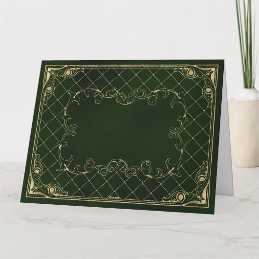 Green Faux Gold Ornate Border Merry Christmas Kaart (Achterkant)