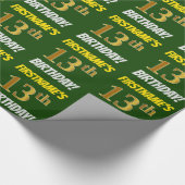 Green, Faux/Imitation Gold, 13th BIRTHDAY Cadeaupapier (Hoek)