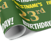 Green, Faux/Imitation Gold, "23rd BIRTHDAY" Cadeaupapier (Rol Hoek)