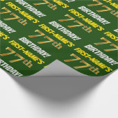Green, Faux/Imitation Gold, 77th BIRTHDAY Cadeaupapier (Hoek)