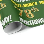 Green, Faux/Imitation Gold, 78th BIRTHDAY Cadeaupapier (Rol Hoek)