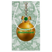 Green Faux Lace Gold Ball Ornament Jewel Klein Cadeauzakje (Achterkant)