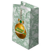 Green Faux Lace Gold Ball Ornament Jewel Klein Cadeauzakje (Achterkant Gekanteld)