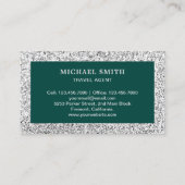 Green Faux Silver Glitter Taj Mahal Travel Agent Visitekaartje (Achterkant)