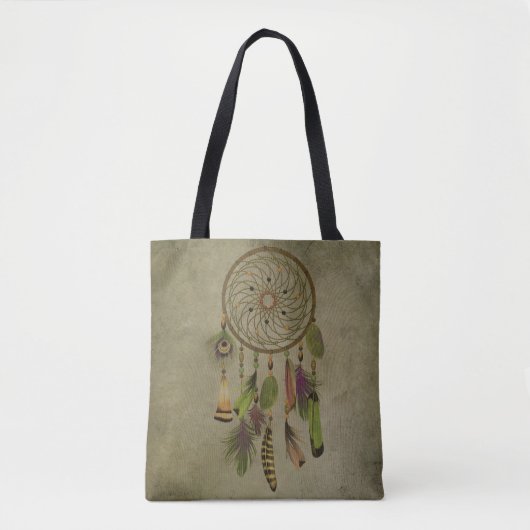 Green Feathers | Boho Drocatcher Tote Bag (Voorkant)