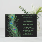 Green Feathers met Black Wedding Kaart (Staand voorkant)
