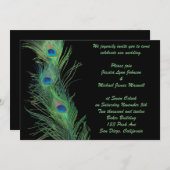 Green Feathers met Black Wedding Kaart (Voorkant / Achterkant)