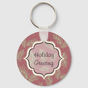 Green Feathers Red Holiday Kerstmis Sleutelhanger